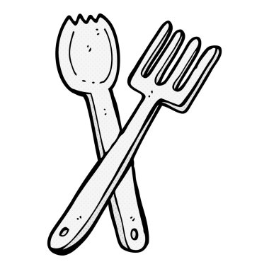 komik karikatür çatal bıçak takımı