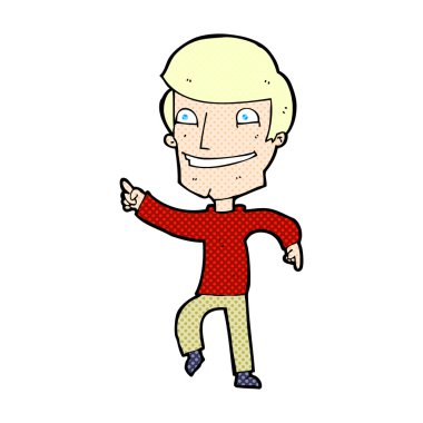 komik karikatür mutlu adam işaret