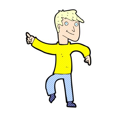 komik karikatür mutlu adam işaret