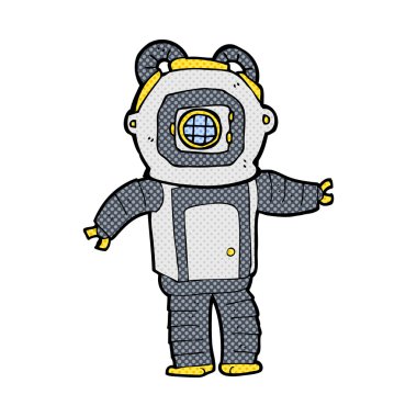 komik karikatür derin deniz dalgıç 