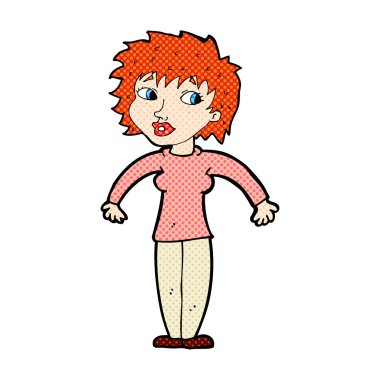 omuzlarında shrugging komik karikatür kadın