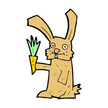 komik karikatür tavşan havuç ile