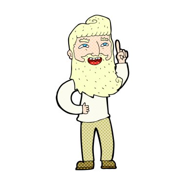 komik karikatür mutlu sakallı adam fikir