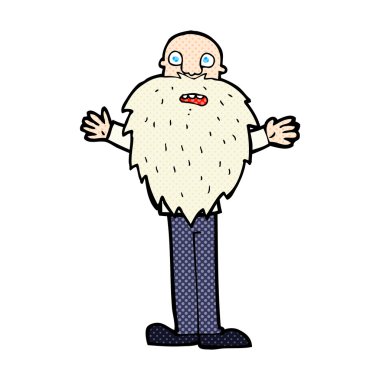 yaşlı adam komik karikatür sakallı