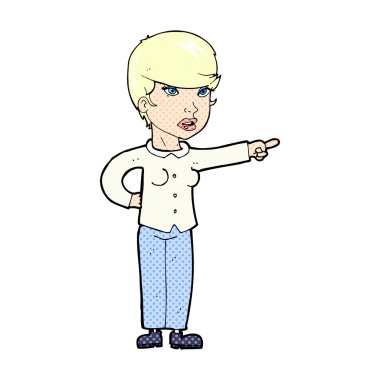 komik karikatür kadın işaret parmağı suçlama