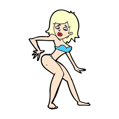 komik karikatür kadın bikini