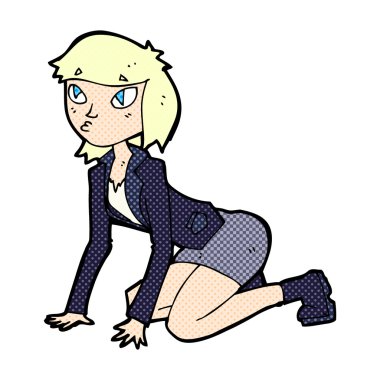 komik karikatür kadın üzerine çöküp