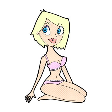 komik karikatür güzel kadın iç çamaşırı