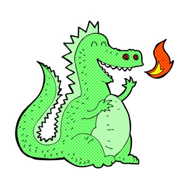 komik karikatür yangın nefes dragon