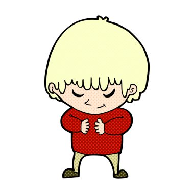 komik karikatür utangaç çocuk