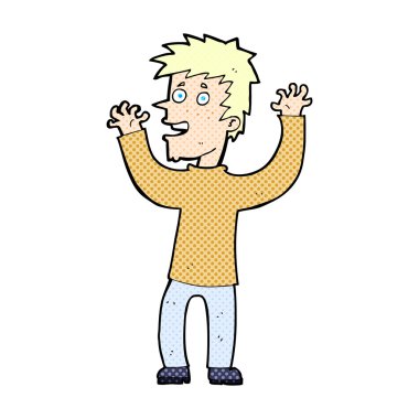 adam komik çizgi film heyecanlı