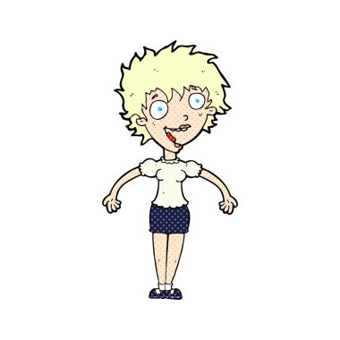 komik çizgi film heyecanlı kadın