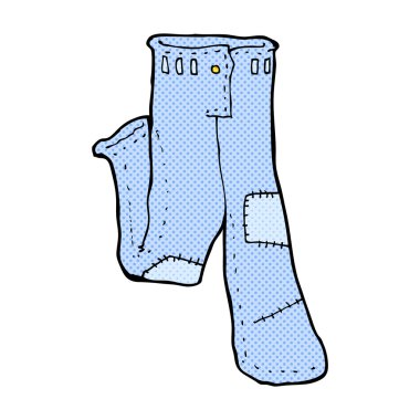 komik karikatür eski kot yamalı