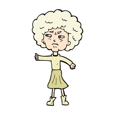 komik karikatür rahatsız yaşlı kadın