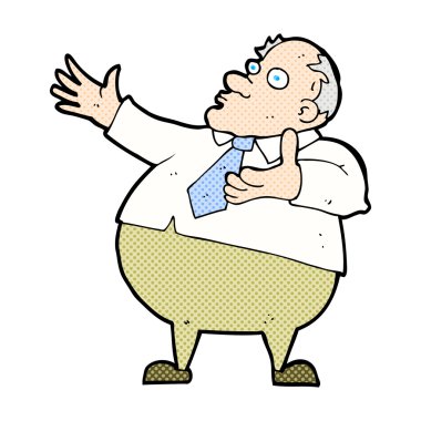 Orta yaşlı adam komik karikatür bıkkın