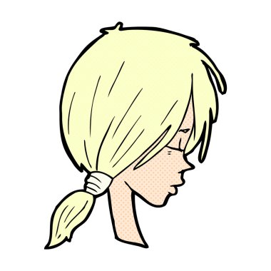 komik karikatür kız düşünceli