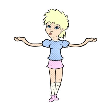 omuzlarında shrugging komik karikatür kadın