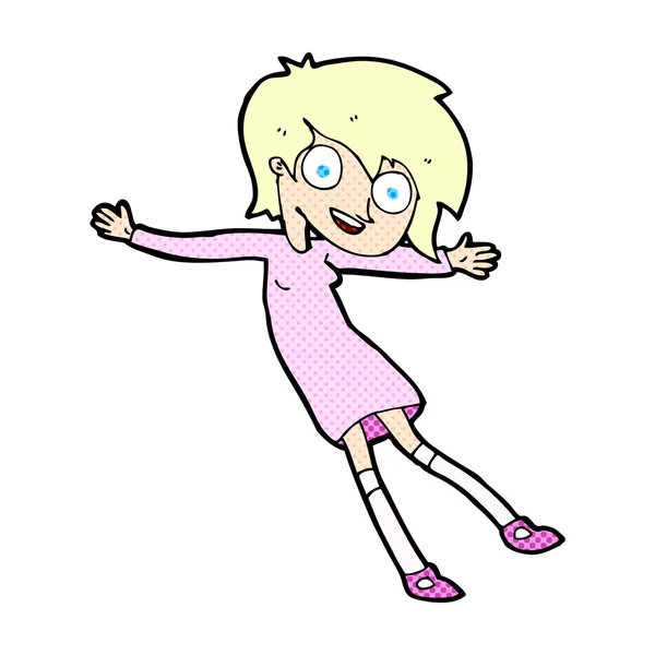 Комічний мультфільм божевільна збуджена дівчина — стоковий вектор