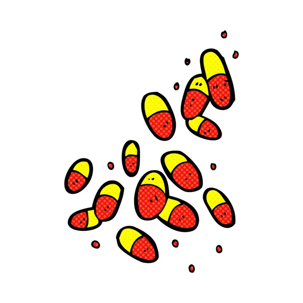 Bande dessinée pilules médicales — Image vectorielle