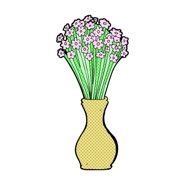 Komiska tecknade blommor i kruka — Stock vektor