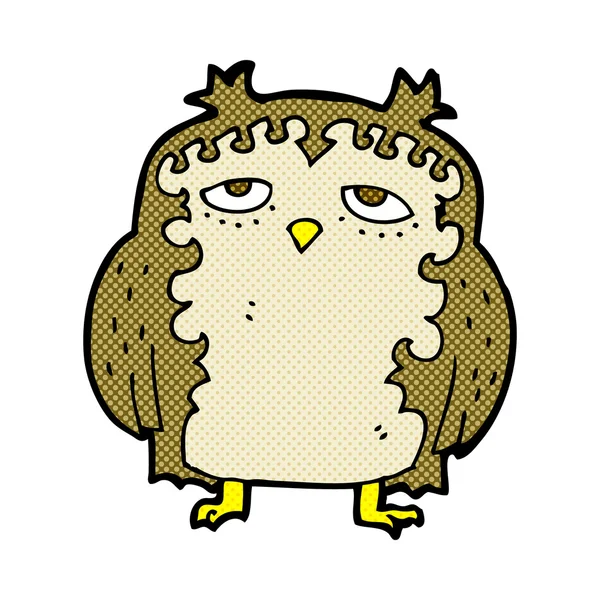 Comic cartoon wise old owl — Stock Vector