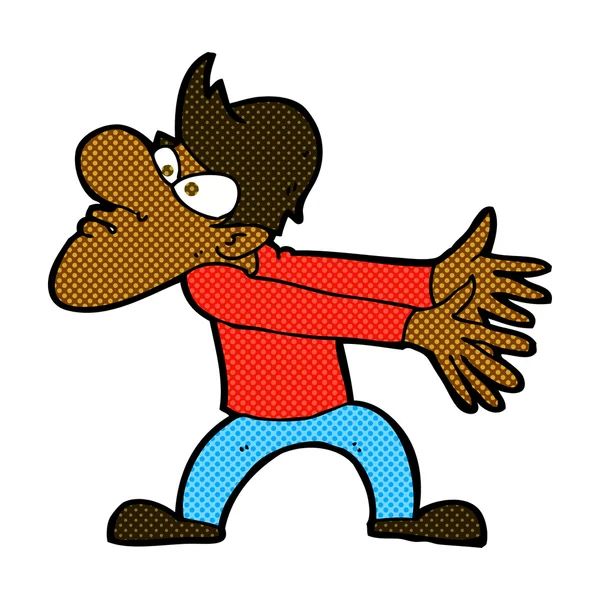 Комический мультфильм раздражает человека жестикулирующим — стоковый вектор