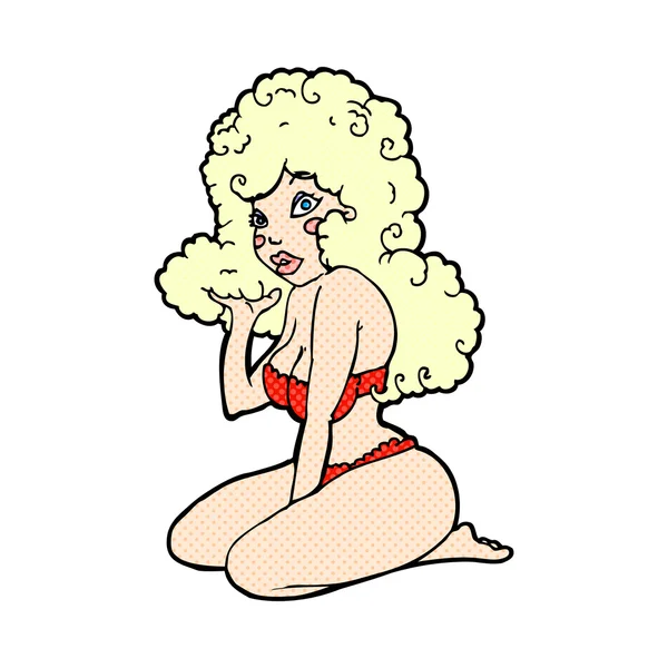 Comic Cartoon Pin Up Mädchen — Stockvektor