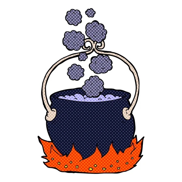 漫画卡通巫婆的大锅里 — 图库矢量图片