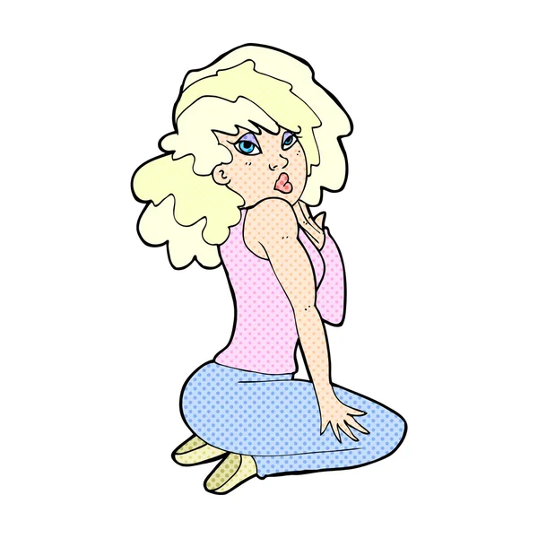 Strip cartoon vrouw poseren — Stockvector