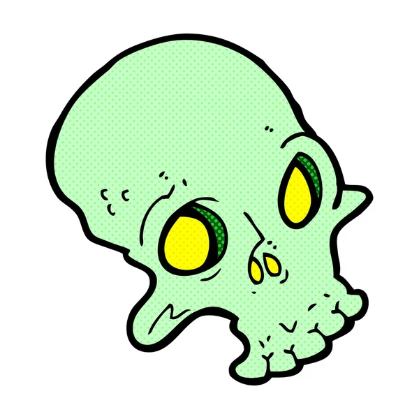 Strip cartoon spooky schedel — Stockvector