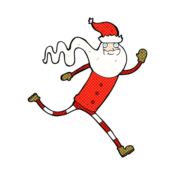 Comic cartoon running santa — Stock Vector