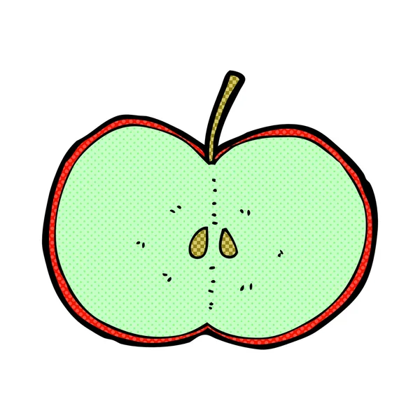 Comic dibujos animados en rodajas de manzana — Vector de stock