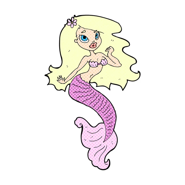 Historieta caricatura bonita sirena — Vector de stock