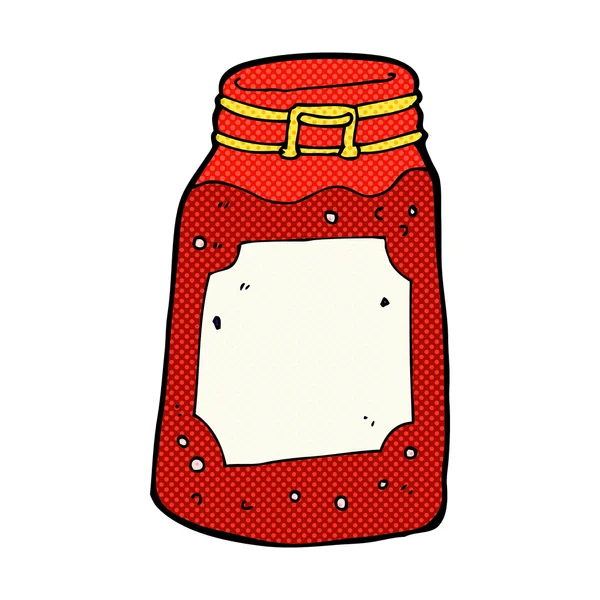 Comic cartoon jar of jam — Stock Vector