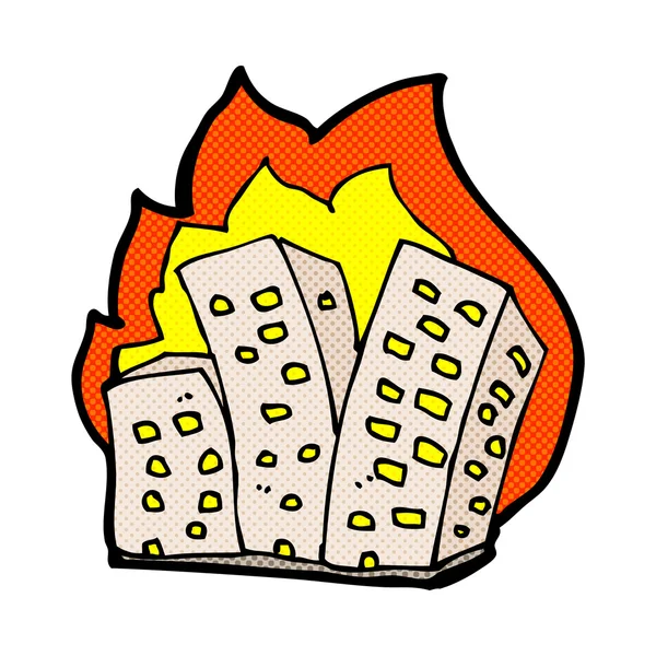 Komiksově kreslenou hořících budov — Stockový vektor