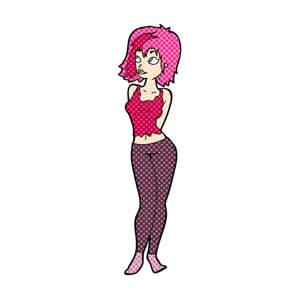 Strip cartoon aantrekkelijk meisje — Stockvector