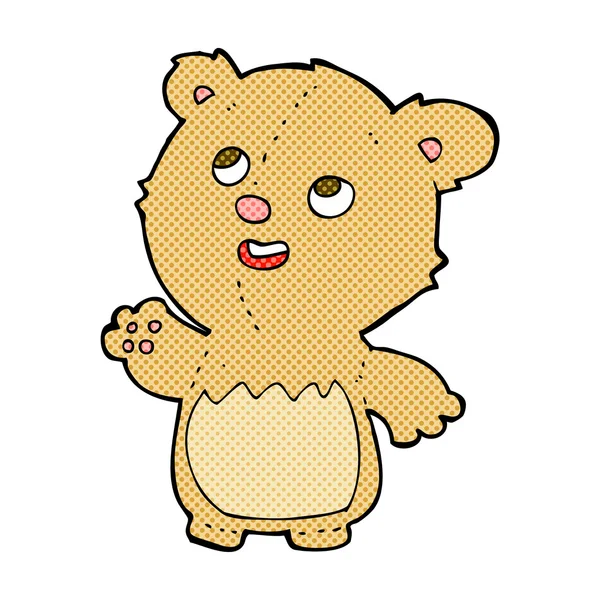 Comic cartoon happy little teddy bear — Stock Vector