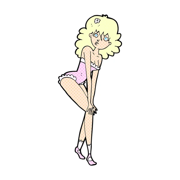 Comic cartoon woman in lingerie — Stock Vector