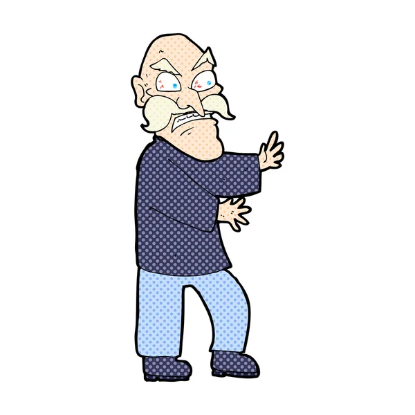 Comic cartoon angry old man — Stock Vector