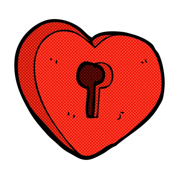 Bande dessinée coeur avec trou de serrure — Image vectorielle