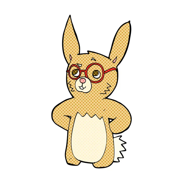 Fumetto coniglio indossando occhiali — Vettoriale Stock