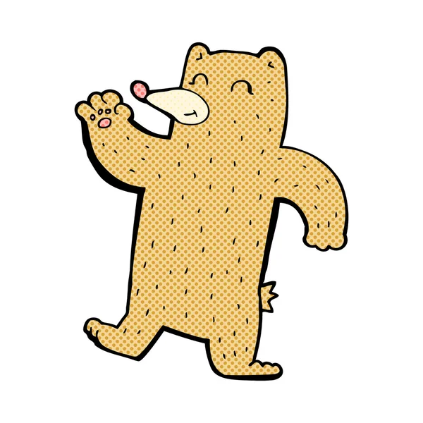 Historieta de dibujos animados ondeando oso — Vector de stock