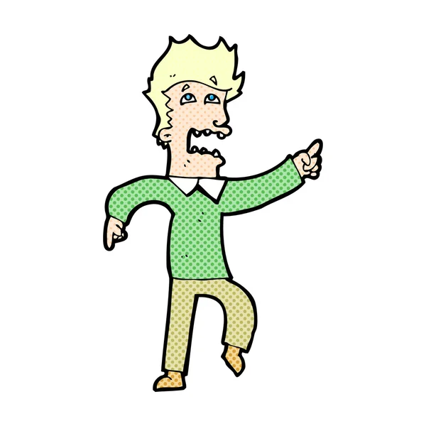 Strip cartoon bange man wijzen — Stockvector