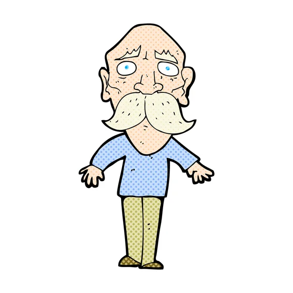 Strip cartoon trieste oude man — Stockvector