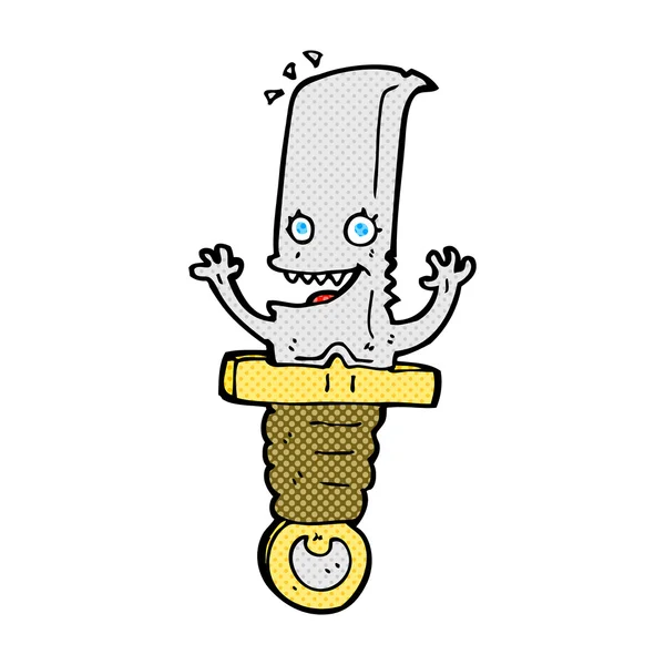 Personaje loco cómic cuchillo de dibujos animados — Vector de stock