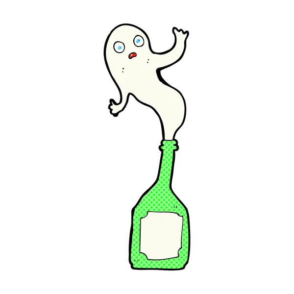 Comic cartoon ghost in bottle — Stock Vector