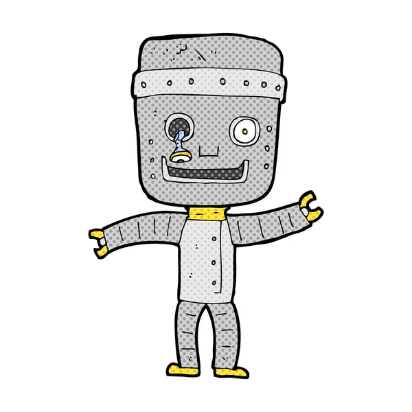 Komik karikatür komik eski robot — Stok Vektör