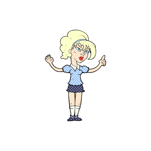 Strip cartoon vrouw met idee — Stockvector