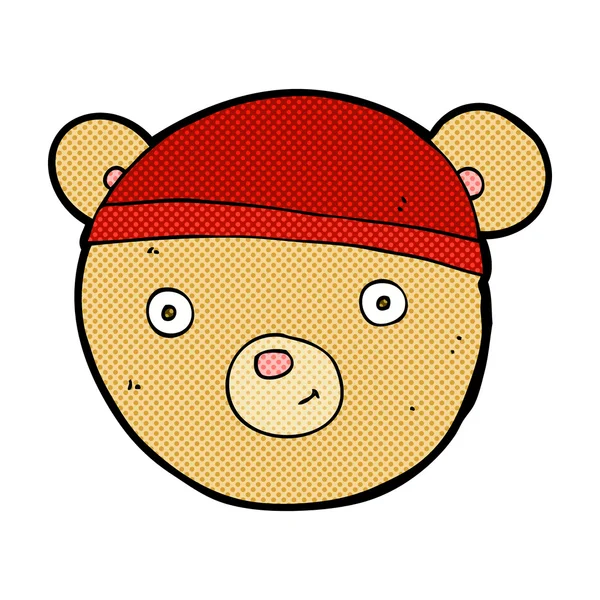 Cabeça de urso de pelúcia de desenho animado cômico — Vetor de Stock