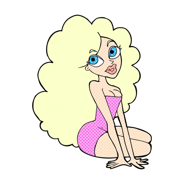 Comic cartoon pretty woman — Stock Vector